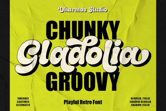 Gladolia: A Chunky Groovy Display Font for Makers